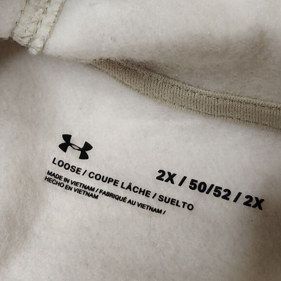Under Armour Women’s 2X Fleece Hoodie – Oatmeal Beige, Pullover Style - Picture 6 of 9